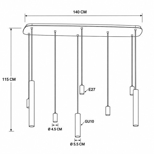 Éclairage intérieur Lumi suspension 8 lumières sable moderne
