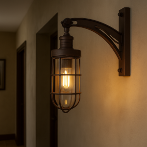 lampe en laiton de couleur laiton foncé antique avec un raccord E27