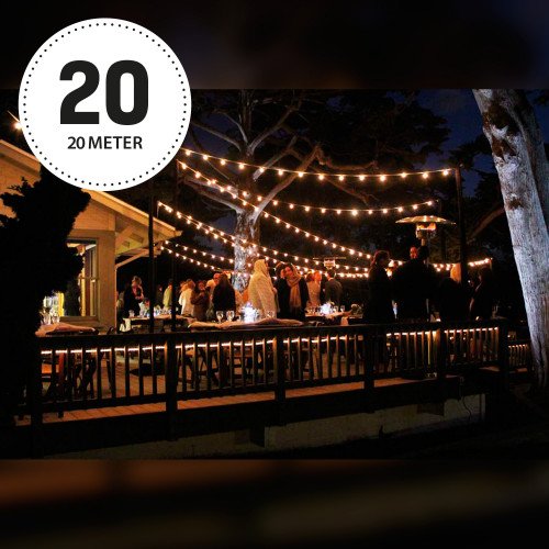 Guirlande lumineuse Patio 20 m, 24 ampoules verre clair avec LED | Nostalux.fr