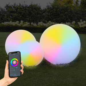 Boule lumineuse de jardin Ø 30 avec Smart WIFI LED et piquet | Nostalux.fr Boule lumineuse de jardin Ø 30 avec Smart WIFI LED et piquet | Nostalux.fr