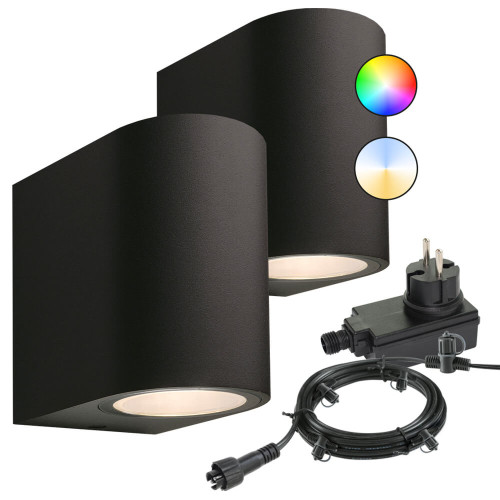 Set de 2 appliques murales Gilvus downlighters 12 volt noir | Nostalux.fr