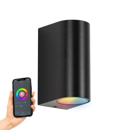 Spot mural noir Flash (7619) Up & Downlighter avec ampoules smart WIFI