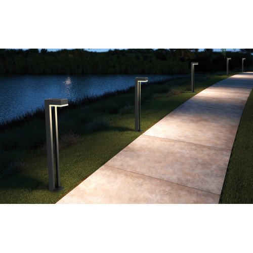 Lampe de jardin solaire moderne rectangulaire de couleur anthracite