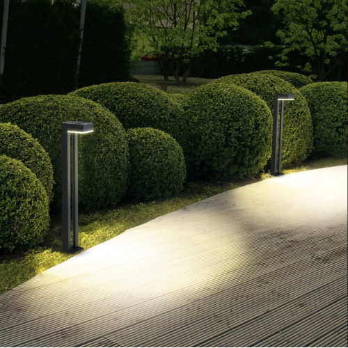 Lampe de jardin solaire moderne rectangulaire de couleur anthracite
