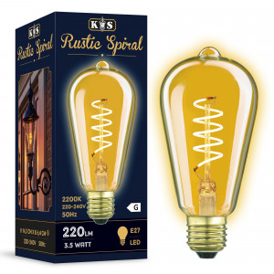 Ledlamp Rustic Spiral - 4 Watt - 220 Lumen Ledlamp Rustic Spiral - 4 Watt - 220 Lumen
