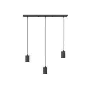 Suspension Calex de forme rectangulaire comprenant trois douilles E27 de style industriel et de couleur noire