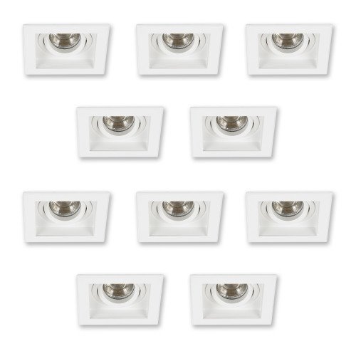 Set de 10 spots Axl encastrables blancs, carrés| Nostalux.fr