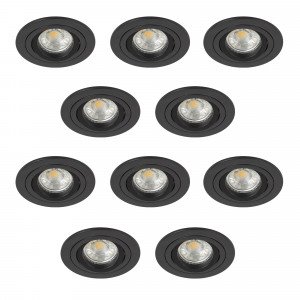 Set de dix spots encastrables Lune ronds noir mat | Nostalux.fr