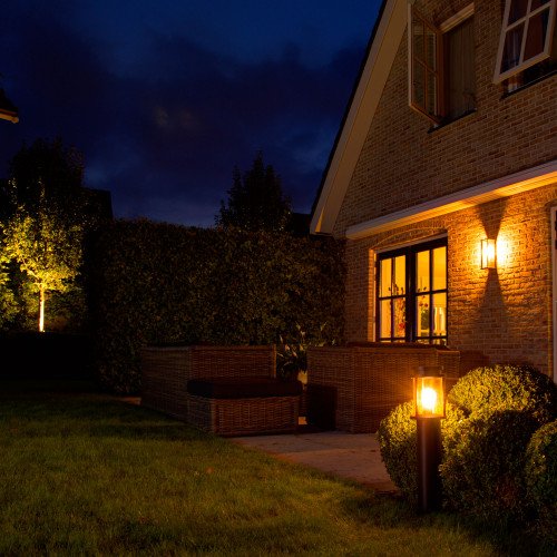 Borne extérieur noir Sydney Terrasse avec Smart WIFI LED | Nostalux.fr