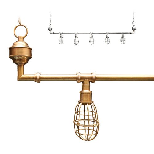 Suspension Sandford (30528) à 5 lumières en laiton doré - style industriel | Nostalux.fr
