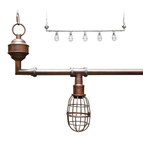 Suspension Sandford (30529) à 5 lumières - sélection Industriel & vintage laiton foncé  | Nostalux.fr