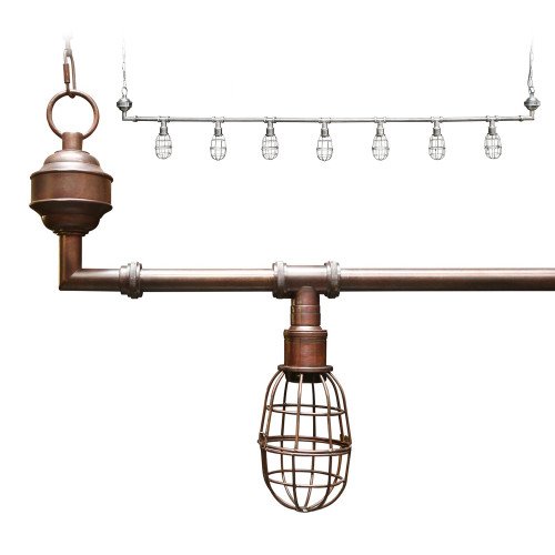 Suspension Sandford 7 lumières look laiton foncé (30531) style industriel| Nostalux.fr