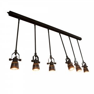 Suspension noir vintage Spider (30683) 6 lumières | Nostalux.fr