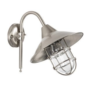 Applique murale pendante d'extérieur, Albergo (7580), col de cygne en nickel, grille en laiton de KS Lighting