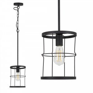 Suspension Benson métal noir E27 luminaire industriel