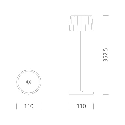 Lampe de table Lido Touch corten colorée avec USB