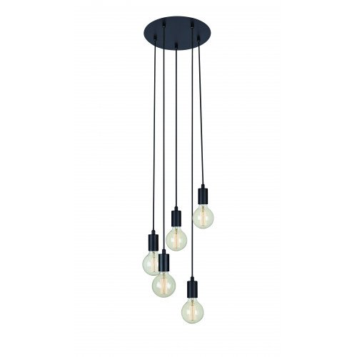 Suspension noire Sky 5 lumières 