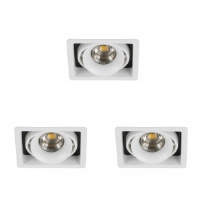 Set de 3 spots encastrables Bjorn 1 (7665X3) carrés blancs orientables| Nostalux.fr
