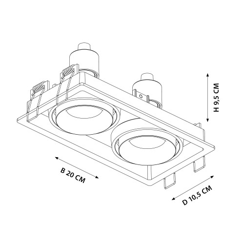 Set de 3 doubles spots encastrables Bjorn 2 (7668X3) noirs orientables| Nostalux.fr