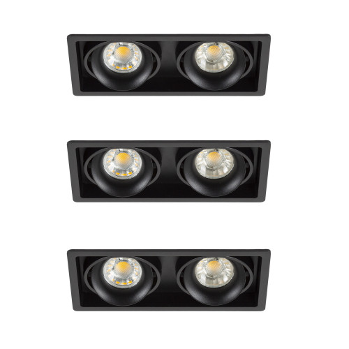 Set de 3 doubles spots encastrables Bjorn 2 (7668X3) noirs orientables| Nostalux.fr