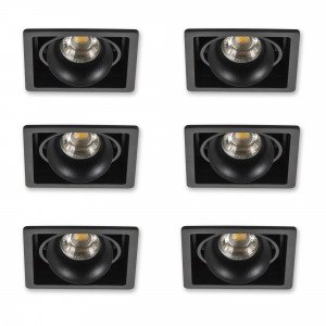 Set de 6 spots à encastrer Bjorn 1 (7666X6) carrés noirs orientables | Nostalux.fr