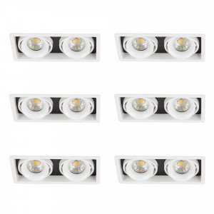Set de 6 spots doubles encastrables Bjorn 2 (7667X6) blancs orientables | Nostalux.fr