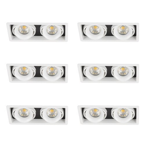 Set de 6 spots doubles encastrables Bjorn 2 (7667X6) blancs orientables | Nostalux.fr