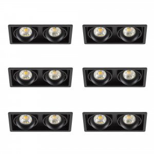 Set de 6 double spots Bjorn 2 (7768X6) noirs orientables à encastrer | Nostalux.fr