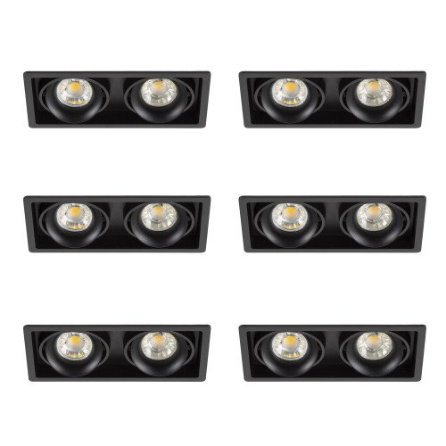 Set de 6 double spots Bjorn 2 (7768X6) noirs orientables à encastrer | Nostalux.fr