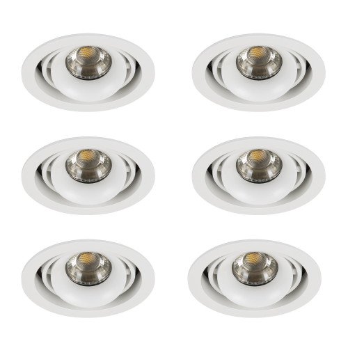 Set de 6 spots à encastrer Bjorn 1 (7669X6) ronds blancs orientables | Nostalux.fr