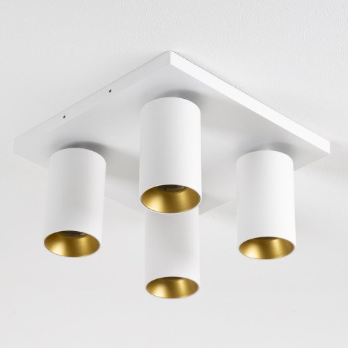 Spot encastrable visible Mila 4 blanc / or