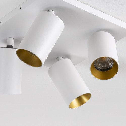 Spot encastrable visible Mila 4 blanc / or