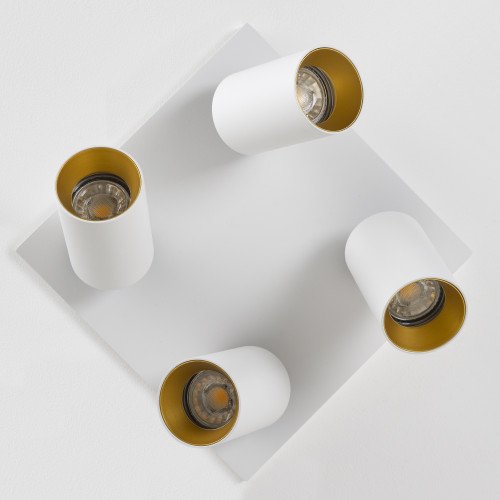 Spot encastrable visible Mila 4 blanc / or
