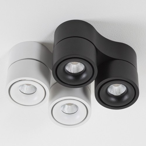 Plafonnier Ole 2 noir (7680) avec 2 spots noirs en saillie orientables | Nostalux.fr