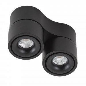 Plafonnier Ole 2 noir (7680) avec 2 spots noirs en saillie orientables | Nostalux.fr