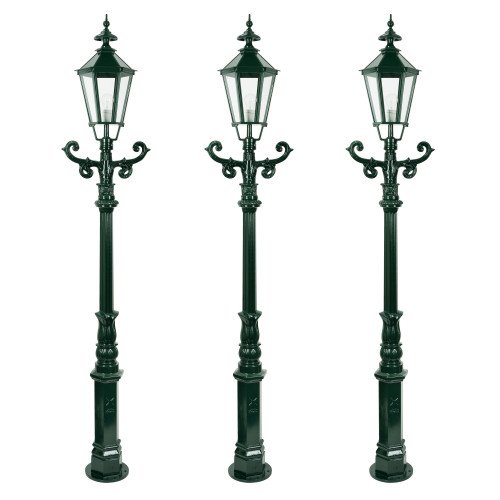  Set de 3 lampadaires de jardin De Kennemer avec lanternes hexagonales