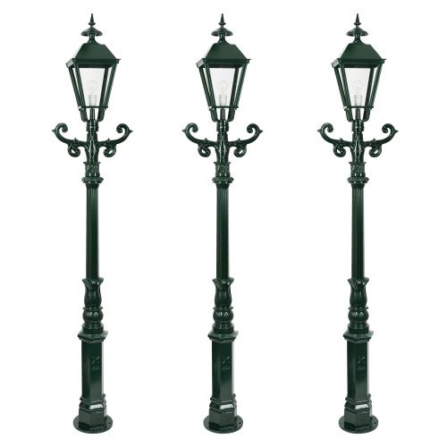 Set de 3 lampadaires de jardin Nottingham avec lanternes carrées  