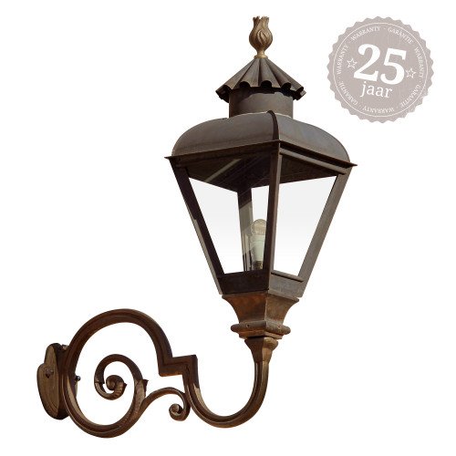 Applique murale montante avec support en bronze lanterne 4 faces carrée 