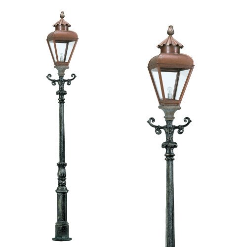 Lampadaire de jardin Jan van der Heijden XL avec lanterne carrée en cuivre rouge