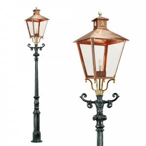 Lampadaire Holland XL (5911-1449) avec lanterne cuivre rouge