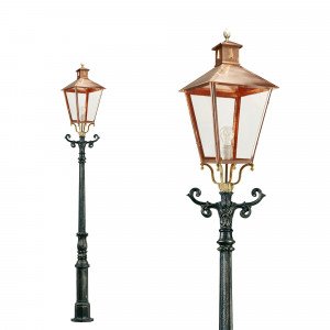 Lampadaire de jardin Holland L (5912-1450) avec lanterne 4 faces en cuivre rouge
