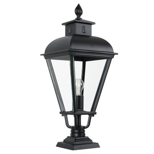 Vondel Pedestal lampe d'extérieur à piédestal en aluminium de couleur noire et de style champêtre classique