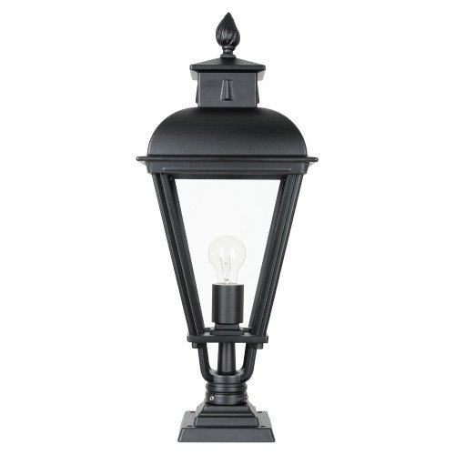 Vondel Pedestal lampe d'extérieur à piédestal en aluminium de couleur noire et de style champêtre classique