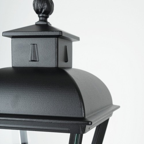 Vondel Pedestal lampe d'extérieur à piédestal en aluminium de couleur noire et de style champêtre classique