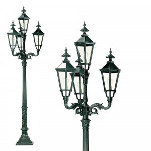 Lampadaire d'extérieur Milano à 4 lanternes carrées (0404) | Nostalux.fr