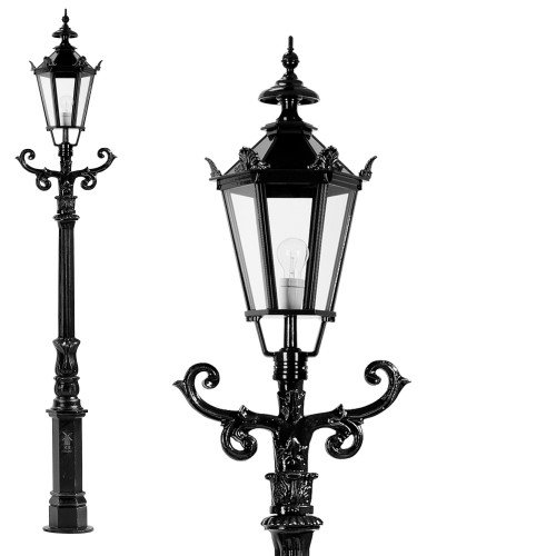 Lampadaire de jardin De Wormer (0604) de KS Lighting avec lanterne hexagonale | Nostalux.fr