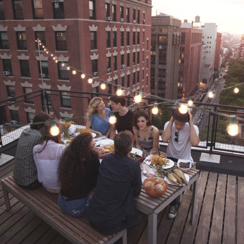 Guirlande lumineuse Patio 50 m (6886) verre transpararent avec LED 65 culots | Nostalux.fr
