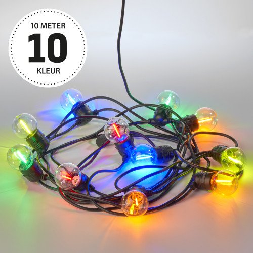 éclairage de jardin Party 10 guirlandes lumineuses d'extérieur noires avec sources lumineuses LED à cinq couleurs