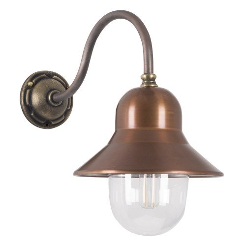 Lampe d'écurie d'extérieur Evian col de cygne bronze et cuivre  