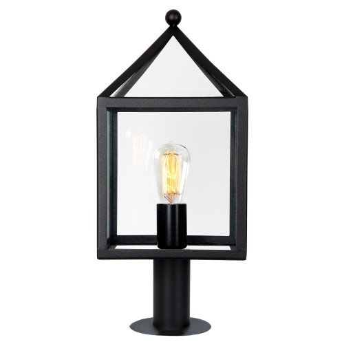 Lampe sur pied noire modèle Bloemendaal, grandes faces vitrées en verre clair 